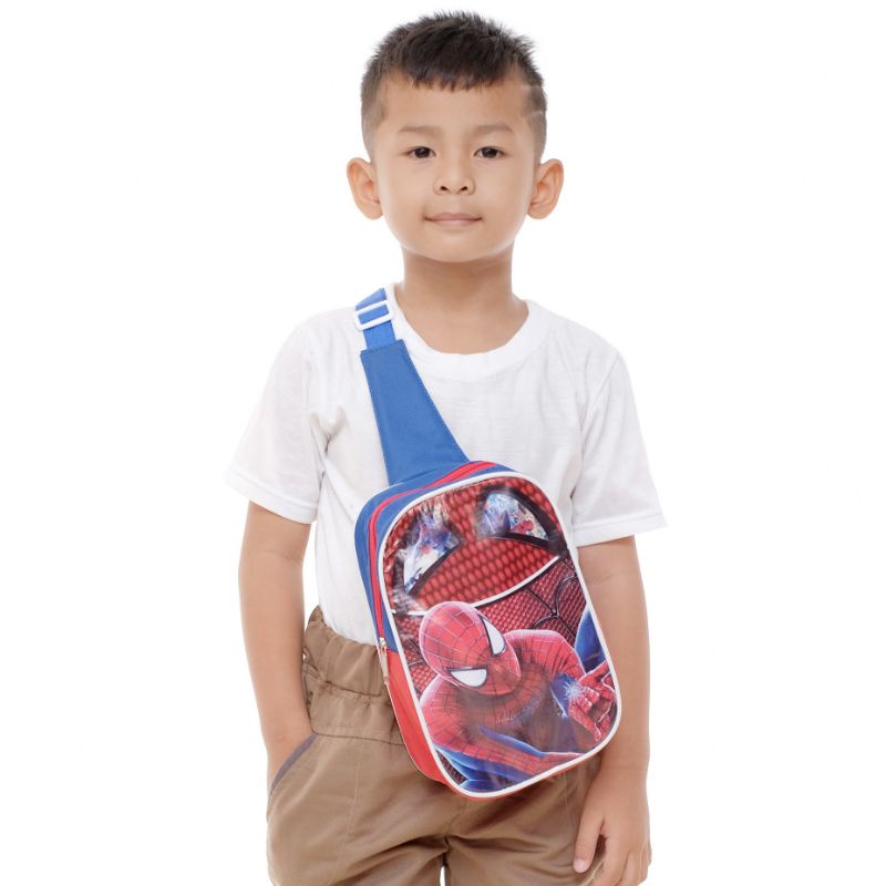 TAS PINGGANG ANAK MURAH SUPERHERO SPIDERMAN CAPTAIN BATMAN ULTRAMAN IRONMAN WAIST BAG ANAK TERMURAH