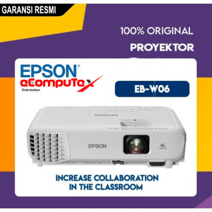 PROJECTOR EPSON EB-W06 / PROYEKTOR EBW06 WXGA 3LCD 3700 ANSI - GARANSI RESMI