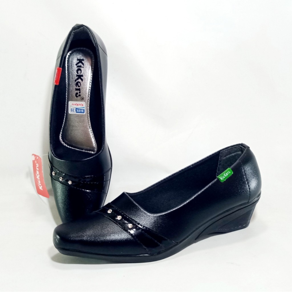 Kickers D.20 Sepatu Pantofel Wanita Pita Sol TPR Hak 37-42 Hitam