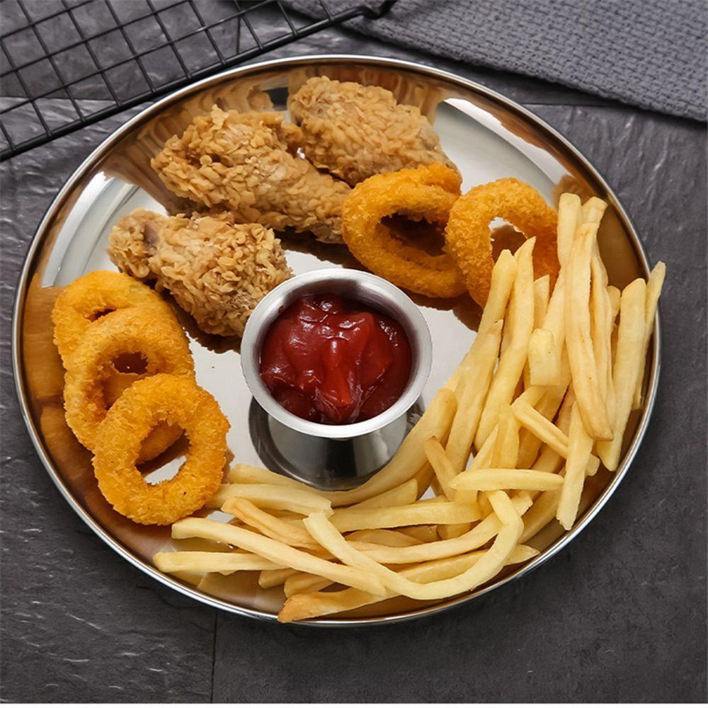 [Elegan] Seasoning Dish Hot Pot Dipping Untuk Barbecue Bar Restoran Mini Stainless Steel Reusable Western Sauce Dipping Bowl