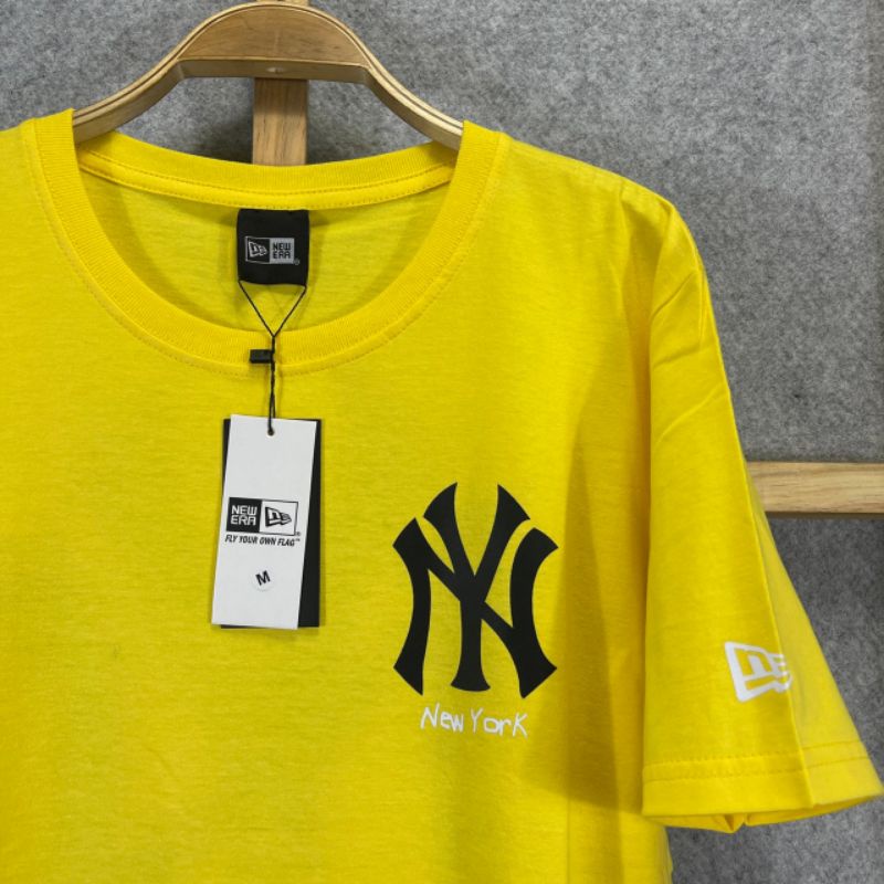 KAOS T-SHIRT NY YANKEES LOGO SMALL YELLOW AUTHENTIC PREMIUM