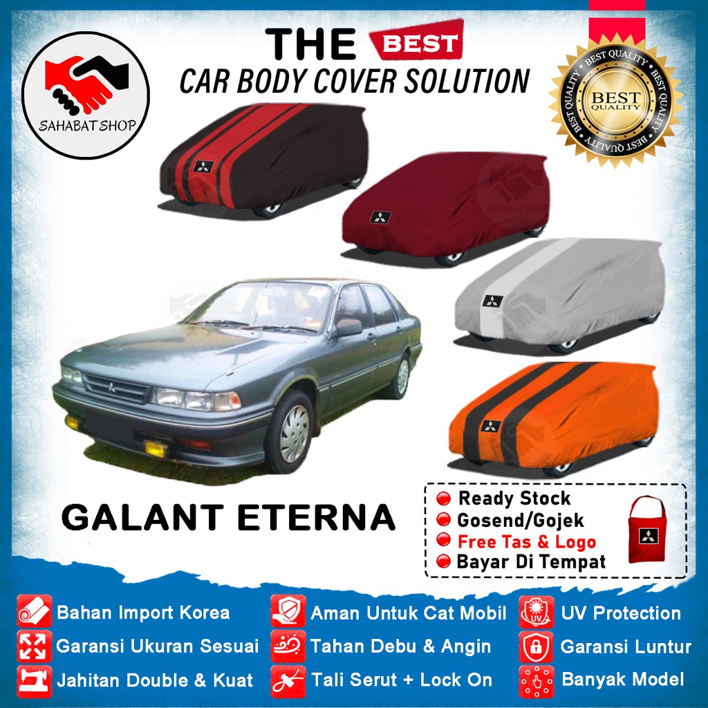 Sahabat Body Cover Mobil Eterna / Sarung Penutup Mitsubishi Galant Eterna Outdoor 1984 1985 1986 1987 1988 1989 1990 1991 1992 1993 / Selimut Tutup Mantel Jas Pelindung Pembungkus Kerodong Kerudung Mantol Mobil Sedan Eterna Waterproof Anti Air Model Biru