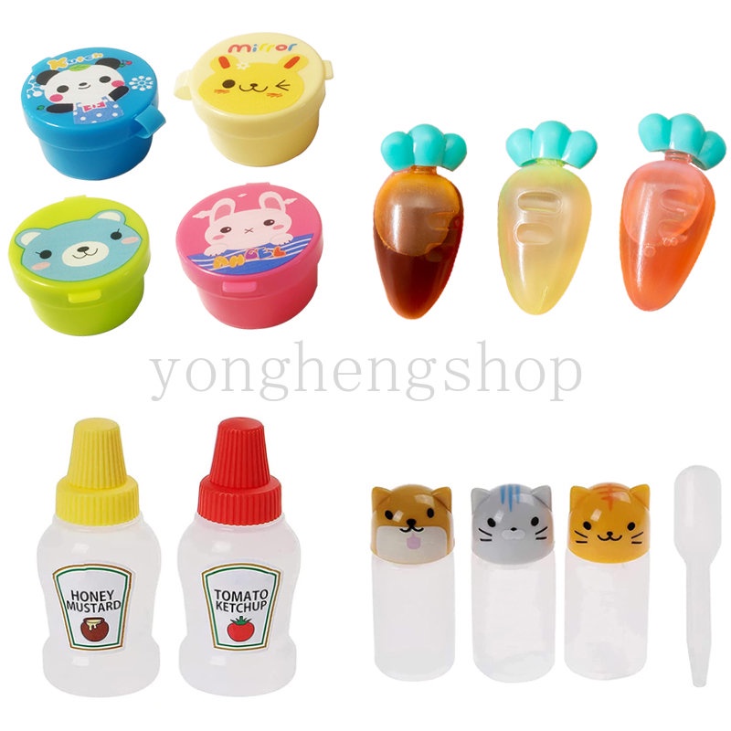 Botol Saus / Kecap / Salad / Bento / Makan Siang Model Remas Desain Kartun Ukuran Mini Portabel Untuk Anak