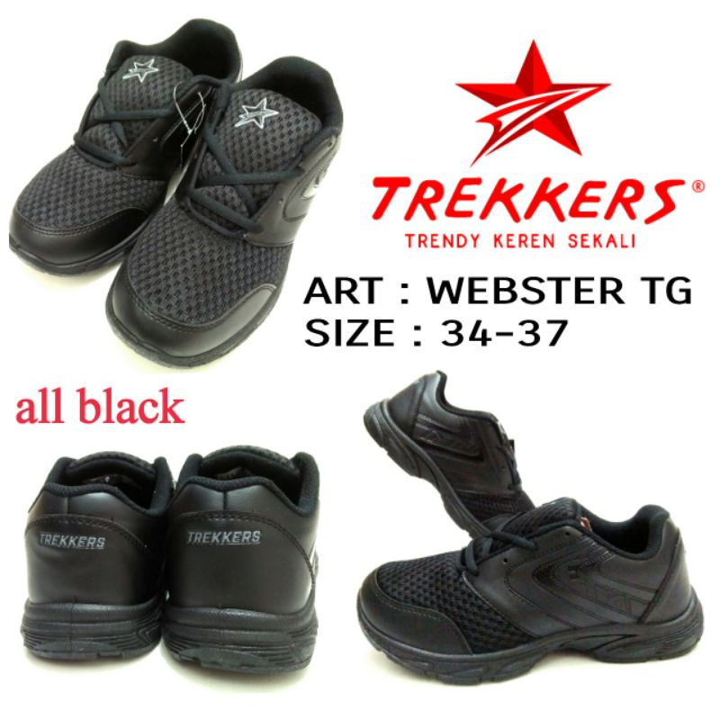 SEPATU ANAK SEKOLAH TALI UNISEX TREKKERS WEBSTER TG Size 34-37 WARNA HITAM HARGA TERMURAH SEPATU ANAK COWOK CEWEK