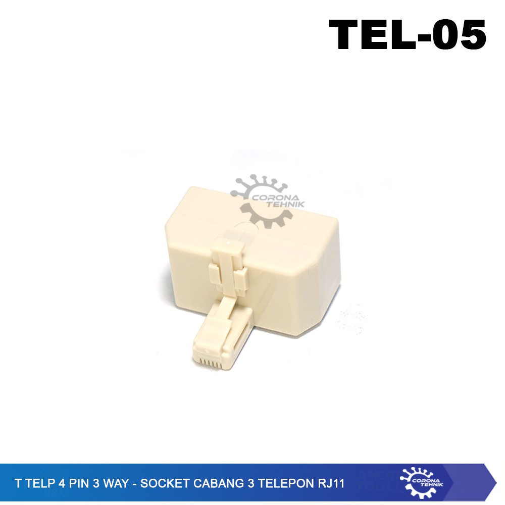 T Telp 4 Pin 3 Way - Socket Cabang 3 Telepon RJ11