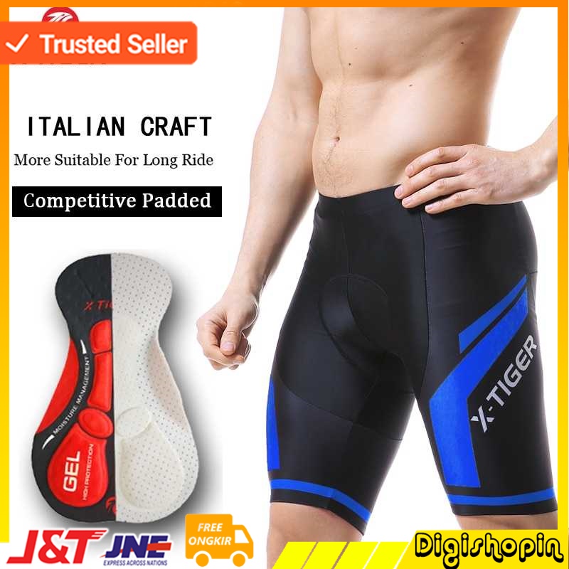 X-TIGER Celana Pendek Sepeda Dengan Pad Bahan Polyester Spandex Cycling Short Pants with 5D / Celana