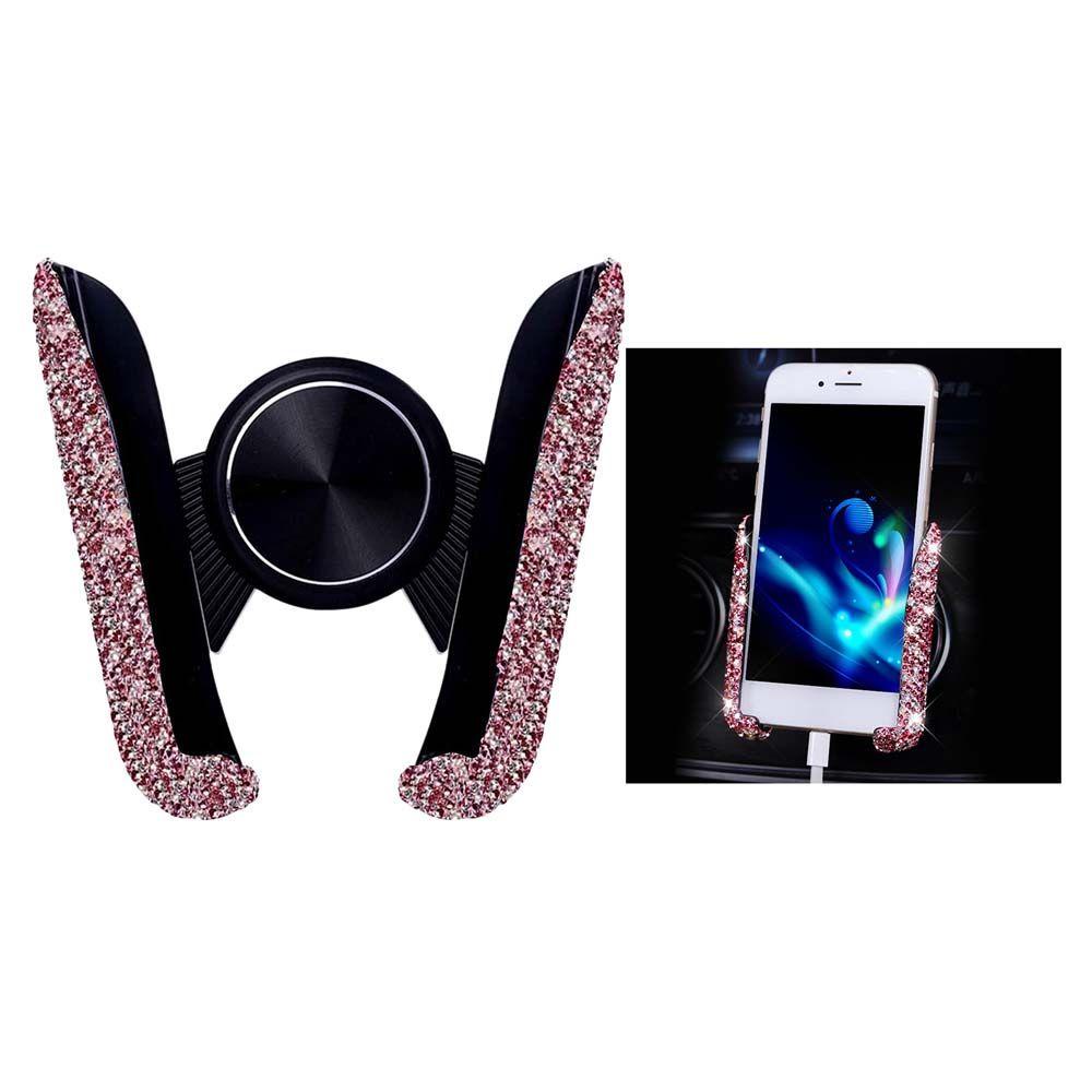 Lanfy Car Phone Holder Wanita ABS Adjustable Support Aksesoris Interior Berlian Kristal Car Air Vent Mount Holder