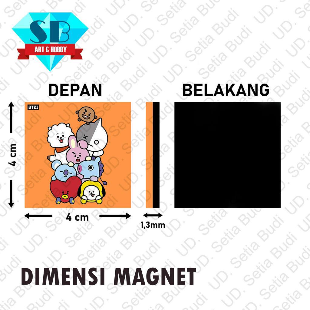 Magnet Set Isi 5 BT21 Ukuran 4 x 4 cm Stiker BTS Boneka Figure Koleksi