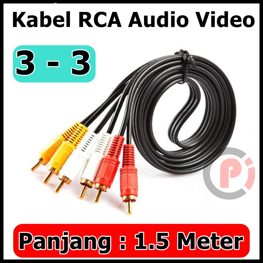 Kabel RCA to RCA 1.5m AV VIDEO 1.5 meter Audio 3-3 High Quality