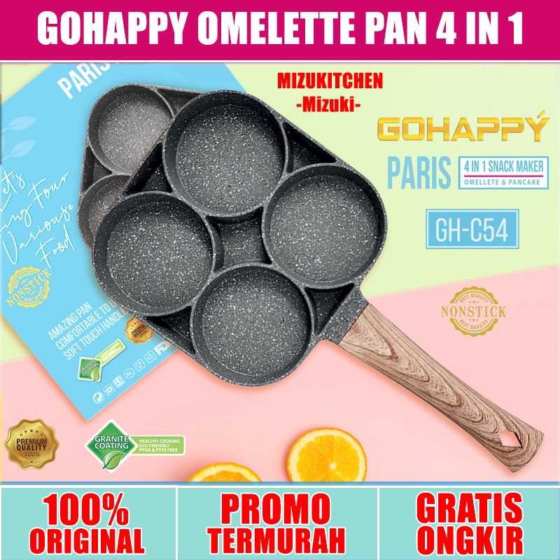 PANCI PENGGORENGAN TELUR Omelette Pan 4 LUBANG | Gohappy GHC54 omelete 4in1 Nonstick Egg frying Pan