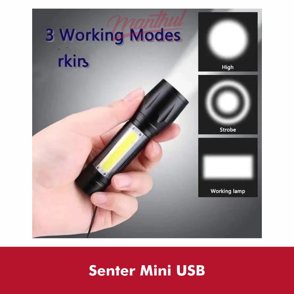 Lampu Senter Mini XPE dan Cob Led ZXT 513 USB Charger Senter Swat Mini