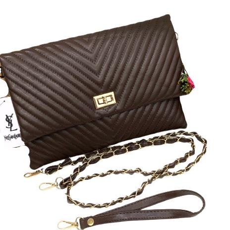 Terbaru.. SALE  TAS  WANITA CLUTCH chevron handbag wanita CHEVRON YSL IMPORT BATAM