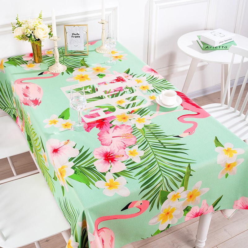 Taplak Meja Persegi Panjang Motif Burung Bangau Bahan Katun Warna