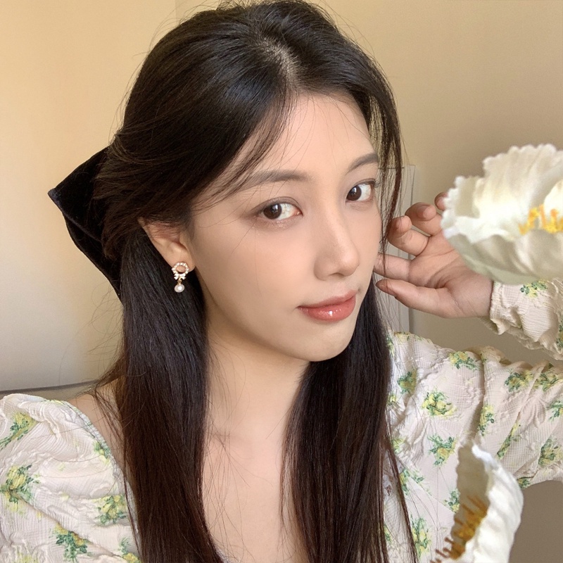 Anting Tusuk Gantung Wanita Desain Geometri Hias Mutiara Gaya Korea Untuk Hadiah 2022