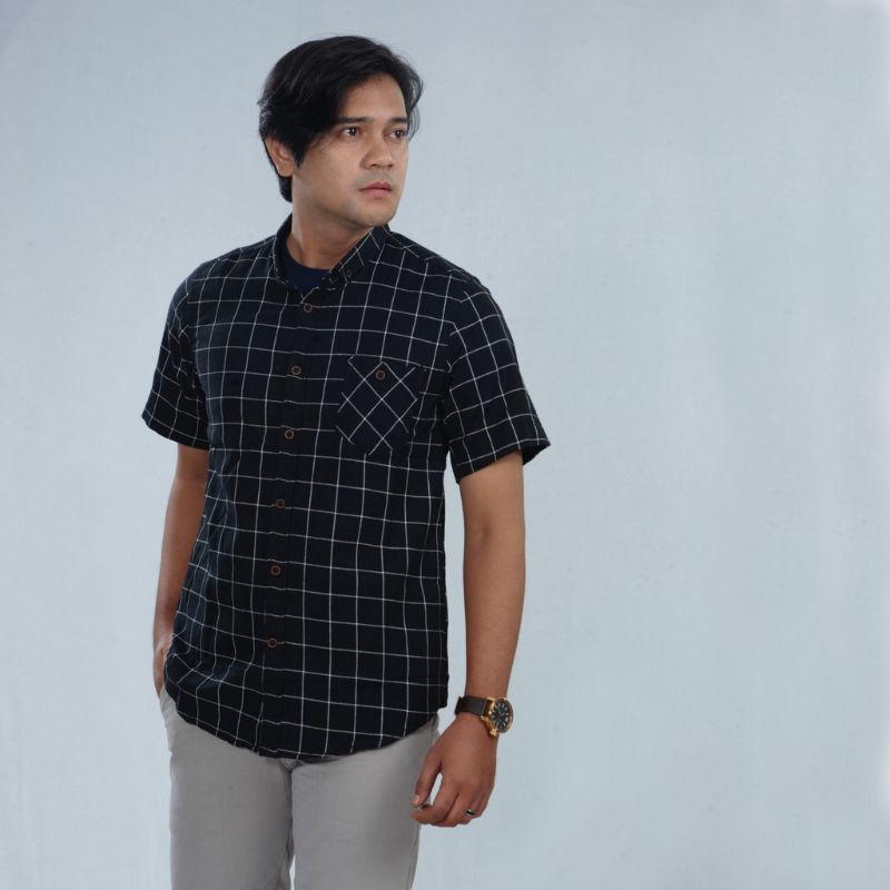 Baju Kemeja Pria Lengan Pendek Flanel