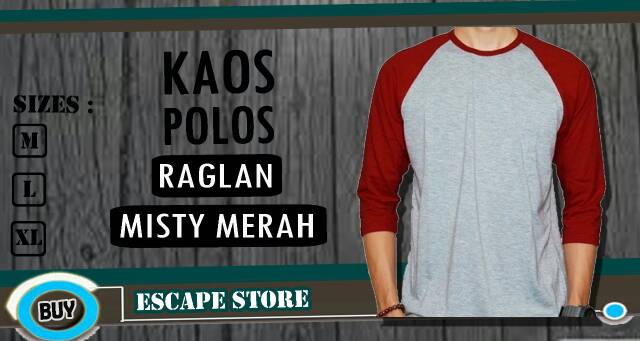 Kaos Polos Raglan Panjang Lengan 3/4 Bahan Cotton Combed Pria dan Wanita Murah