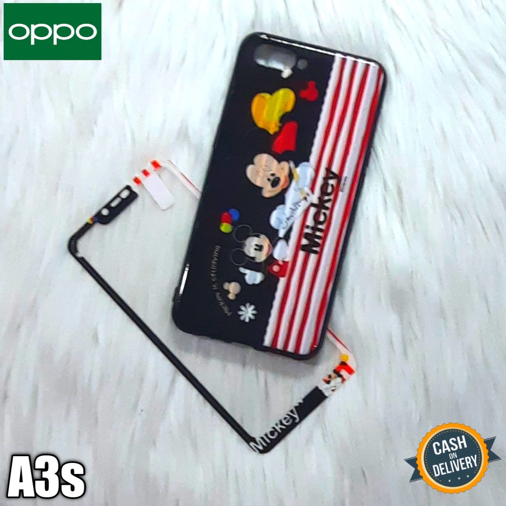 oppo A3s case 360 motif + tempered glass silikon hp softshell softcase