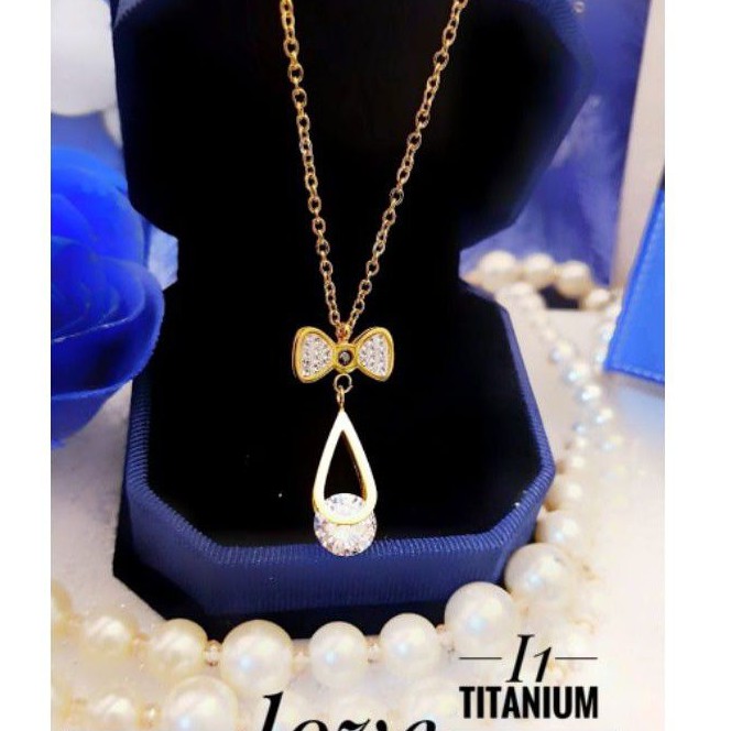 Titanium Kalung Pita permata Cantik 339J