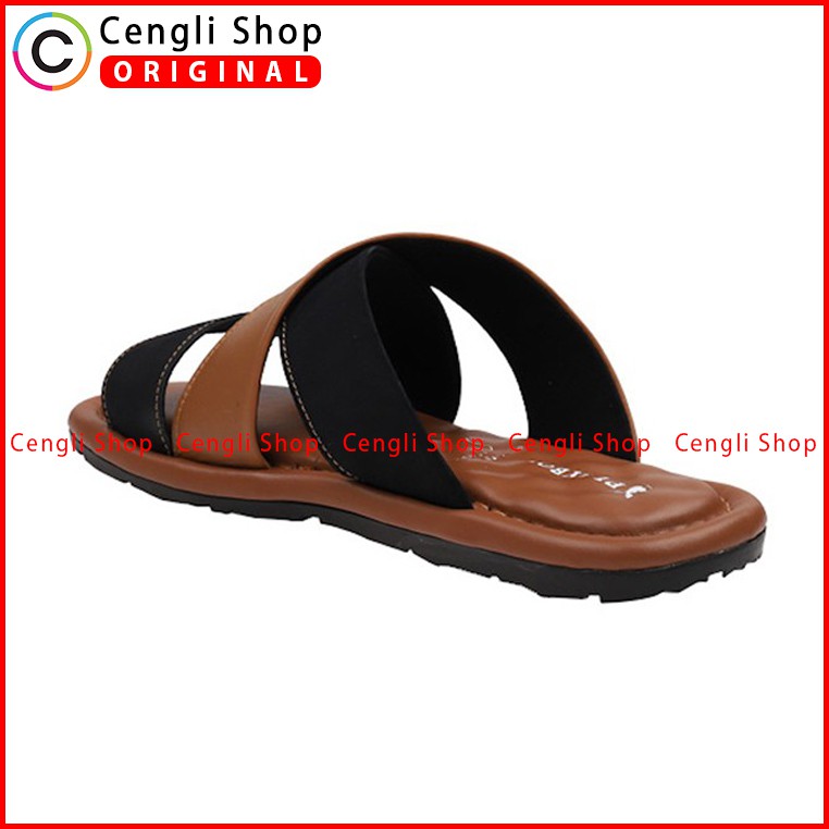 PLAYBOY SANDAL KULIT CASUAL PRIA ORIGINAL TERBARU BRANDED COKLAT PLD1