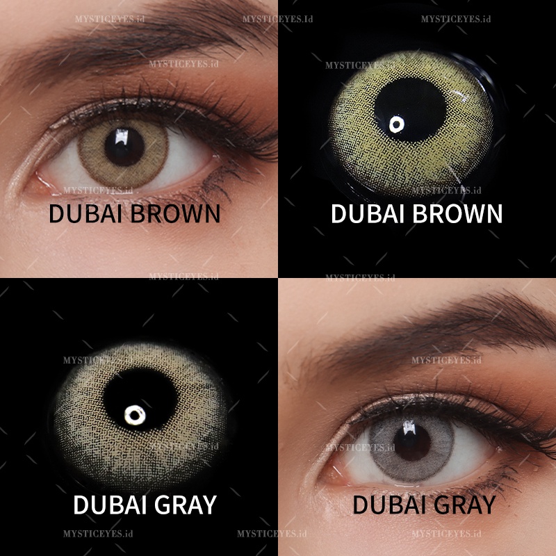 [✅COD] MYSTICEYES SOFTLENS DUBAI SERI LENSA KONTAK  BROWN / GREY NORMAL 14.2 MM