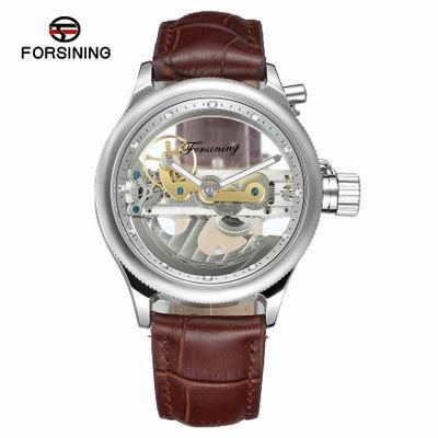 FORSINING Fusini 206 Jam Tangan Mekanik Otomatis Pria Industri Berat Tali Kulit Panggil Transparan