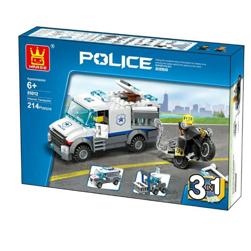 Lego wange 51012 The Prisoner Transport Car Police 3in1 Brick 214pcs