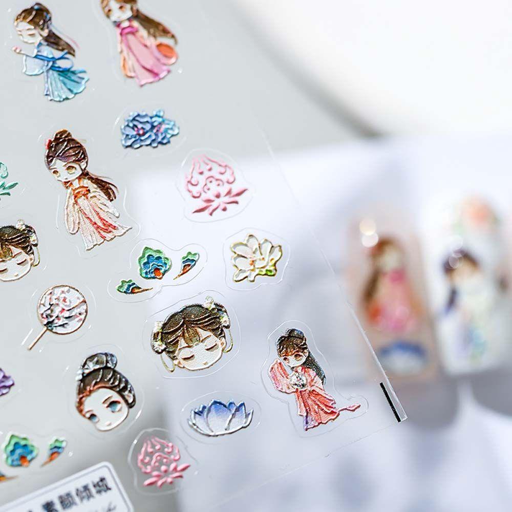 Needway   Stiker Kuku Cina Fashion Gaya Antik Karakter Cina Merak Bunga Perekat Diri Nail Art Dekorasi