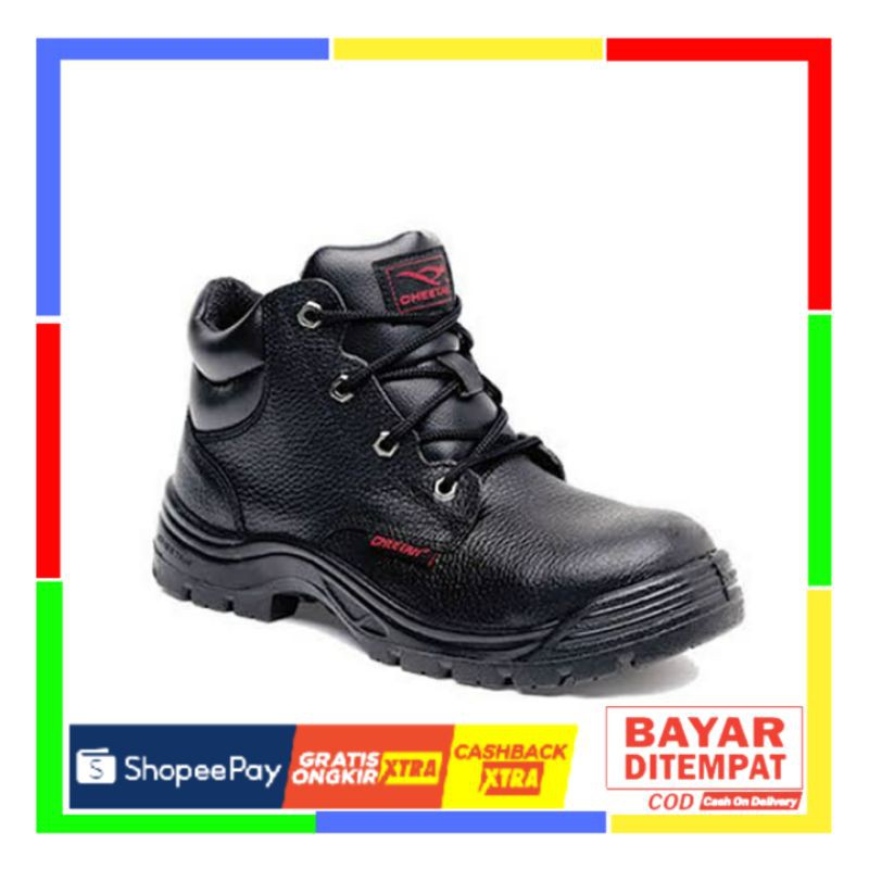 Sepatu Safety Cheetah 3180H / Sepatu Kerja Sefty Pria Kulit Asli Original