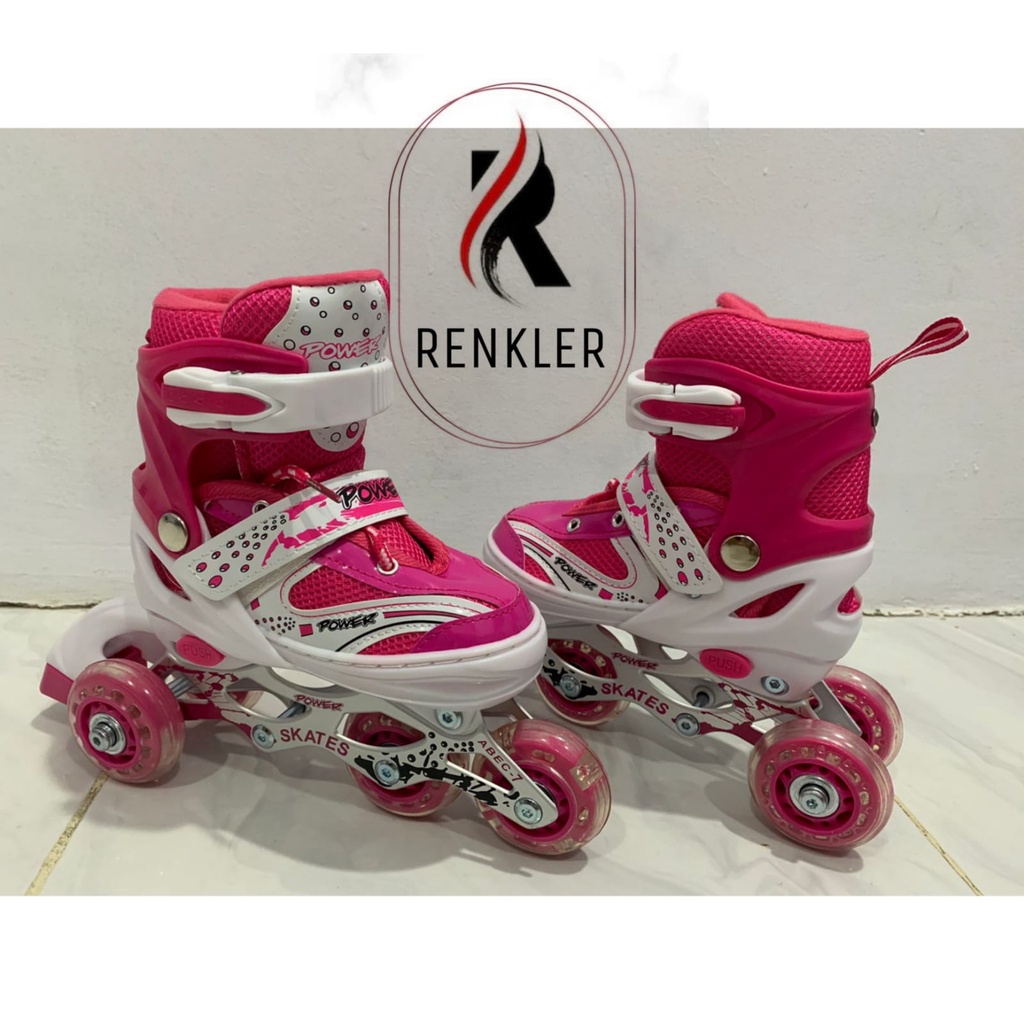 Ready Stock PROMO Sepatu Roda Anak POWER model Roda Bajaj Free Baut dan Kunci L / Inline Shoes / Skate / Fullset helm deker S100 CITAYEM WEEK LUBANA