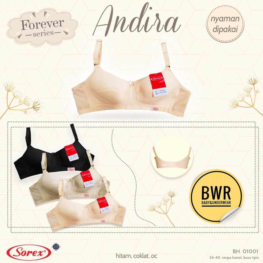 BH Sorex 01001 Sport Bra / Bh Sorex Busa Tipis Tanpa Kawat Kait 2 Andira | Bwr