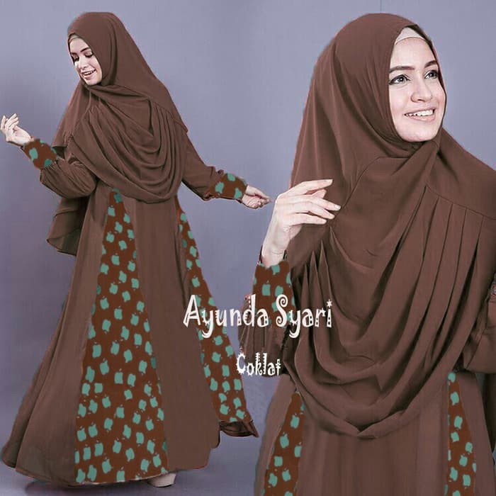 Fashion Muslim Baju Gamis Busana Muslim - AYUNDA SYARI COKLAT BERGO NO PAD.