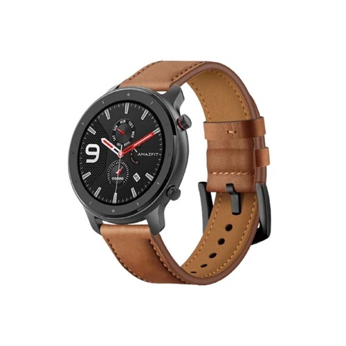 Amazfit Leather Strap Smartwatch Strap 20&amp;22mm for GTS/GTR/Bip Series - Cokelat, 20mmLeather Strap