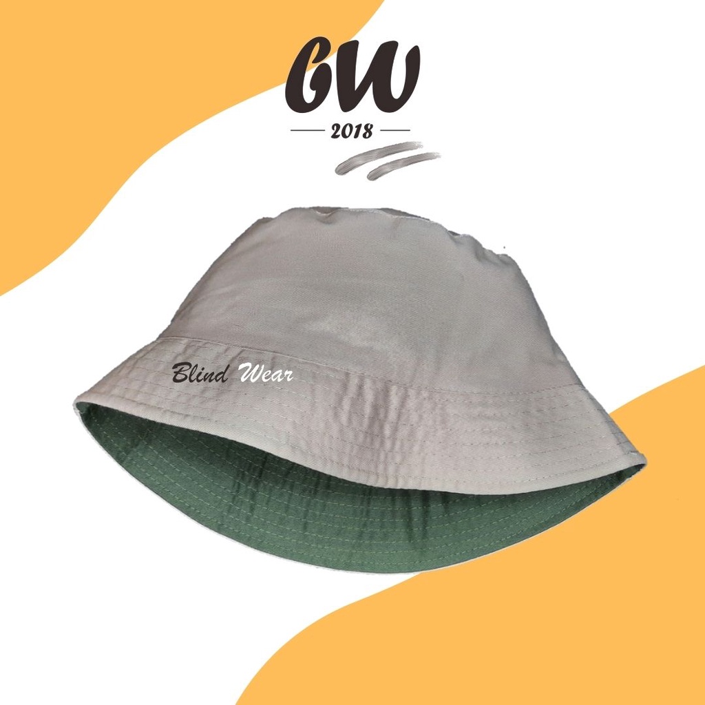 Topi Bucket Korea Hat Premium Polos Bolak Balik Unisex Laki Perempuan