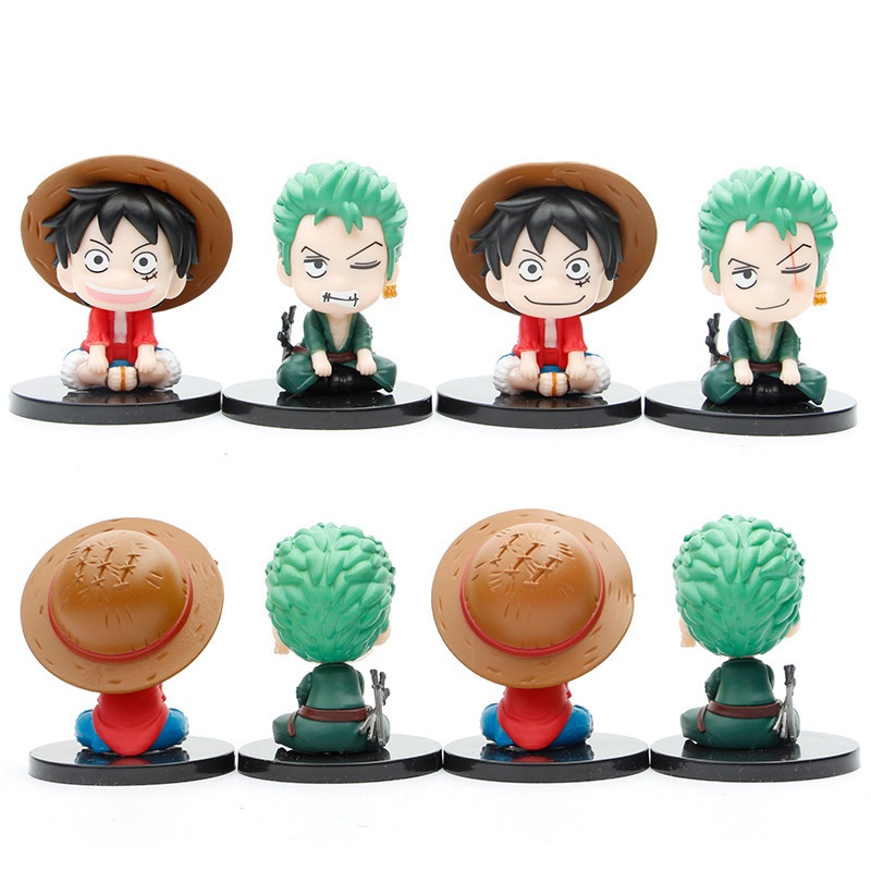 4pcs Mainan Action Figure Model Anime One Piece Luffy Roronoa Zoro Q Version Bahan PVC Untuk Koleksi