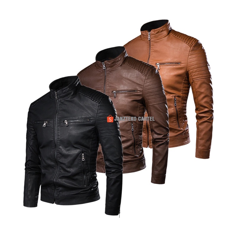 JNK x CRUIZE Jaket Pria Synthetic Leather Premium Original Import Bahan Semi Kulit Sintetis Viena Asli Garut Acara Kasual Motoran Riding Racing Touring Jalanan Vintage Remaja Cowok Laki Laki Dewasa Anak Muda Terbaru 2023 Yamaha Team Nmax Rxking