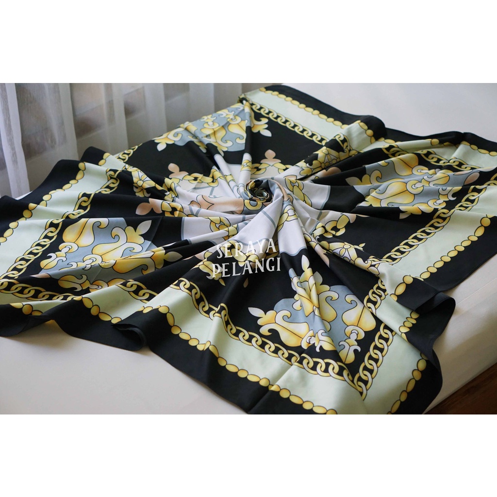 Selendang Segi Empat Satin Lamiz 07 | Motif Bunga/Kembang | Scarf | Syal | Shawl | Pashmina | Pasmina | Souvenir | Hadiah | Gift | Aksesoris Fashion | Import Quality | Grosir Murah