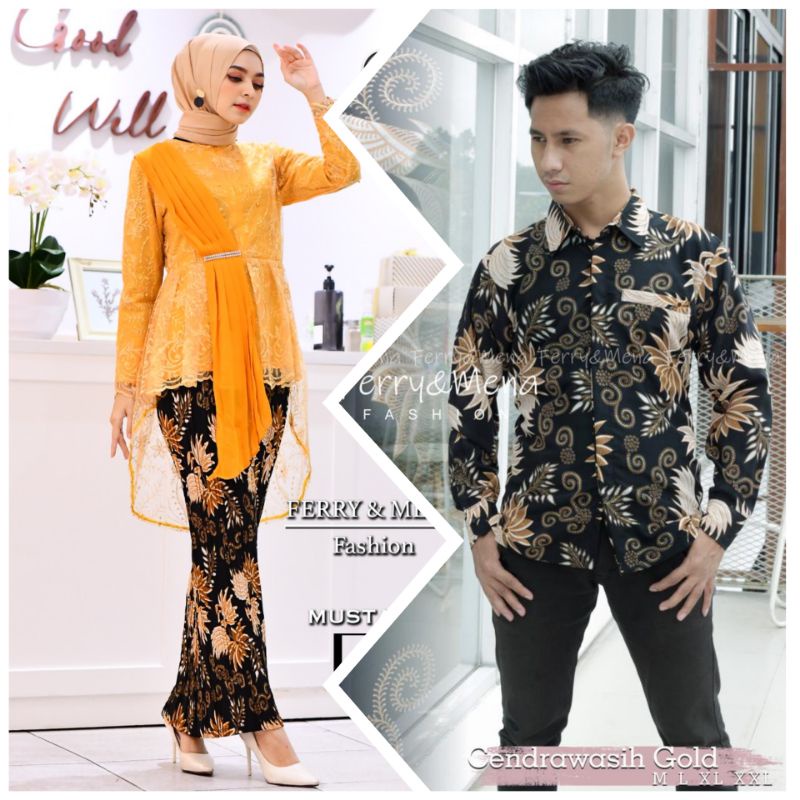 setelan couple kebaya tille modern / kebaya wisuda cuople batik / couple batik tangan panjang / coup