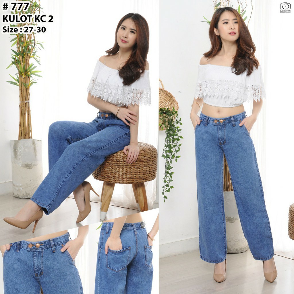 #777 GHANIA KULOT JEANS KANCING 2 SNOW