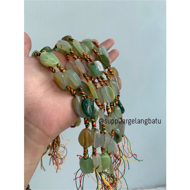 manik Batu alam carnelian 30 x 20mm GREEN hijauputih classic premium