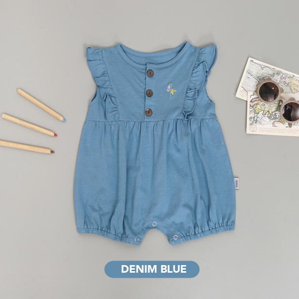 MOOI HANA ROMPER ROMPER BAYI JUMPSUIT FASHION ANAK BAYI PEREMPUAN 0-24 BULAN-DENIM BLUE / MOOI