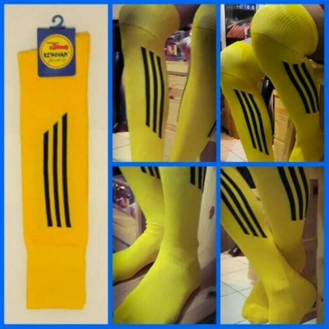 Kaos Kaki Futsal Dewasa Kuning Strip Hitam