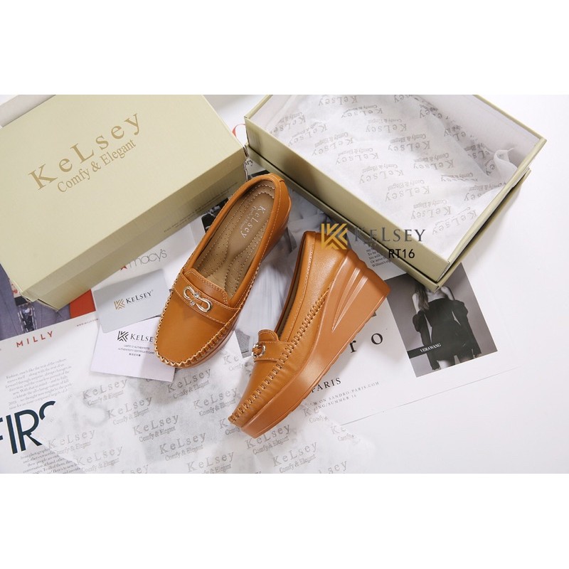 Kelsey Sepatu Wedges Wanita Sepatu Kerja Kulit Wesges 6,5cm RT16