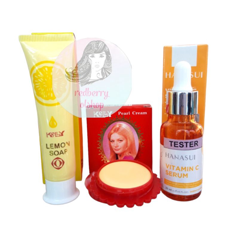 REDBERRY ❤️ KELLY Paket Pearl Cream + Lemon Soap | Paket + HANASUI Serum Vitamin C | Paket + Hanasui