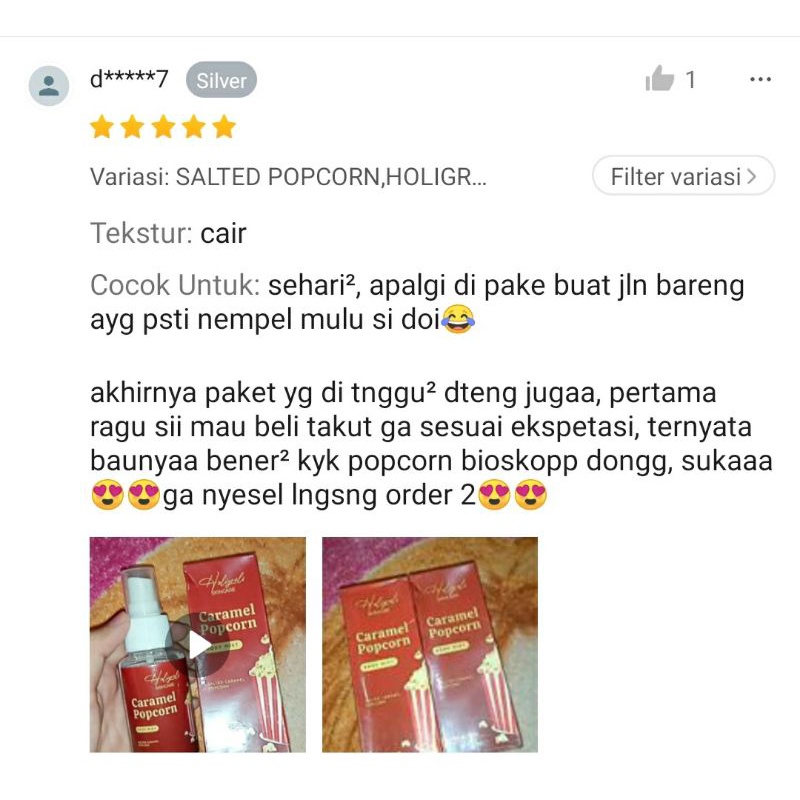 BODY MIST PARFUM POPCORN CARAMEL BY HOLIGRELS | ISI 75ML | BPOM