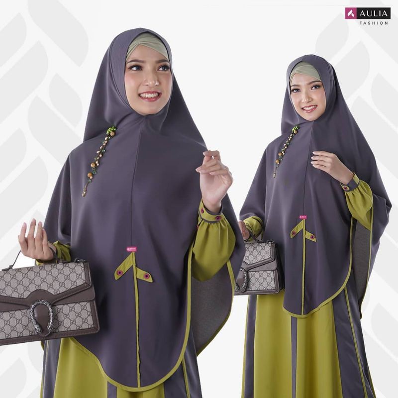 Set Gamis Neymaa Avocado Grey by Aulia Fashion