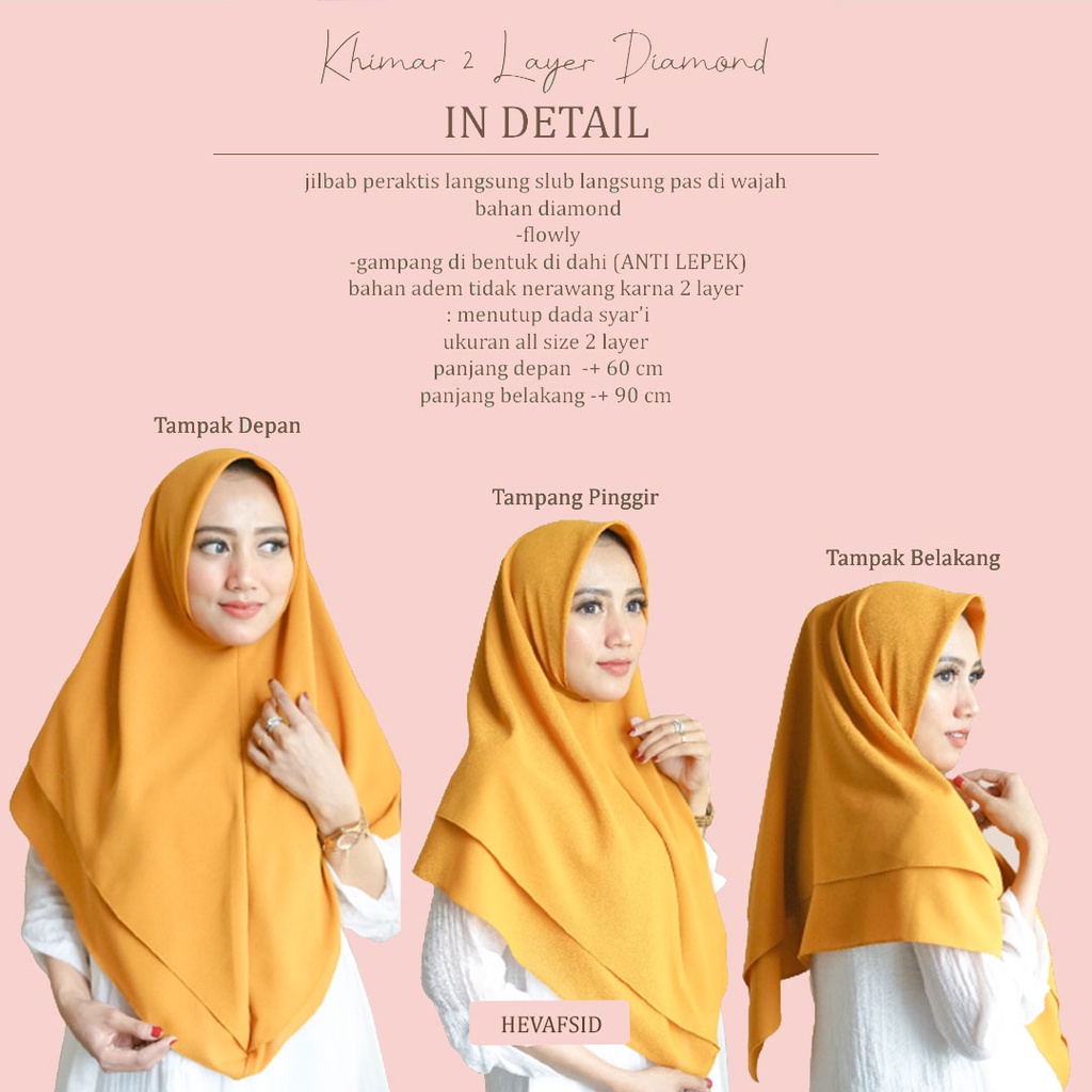 Hijab / Jilbab Khimar 2 layer diamond