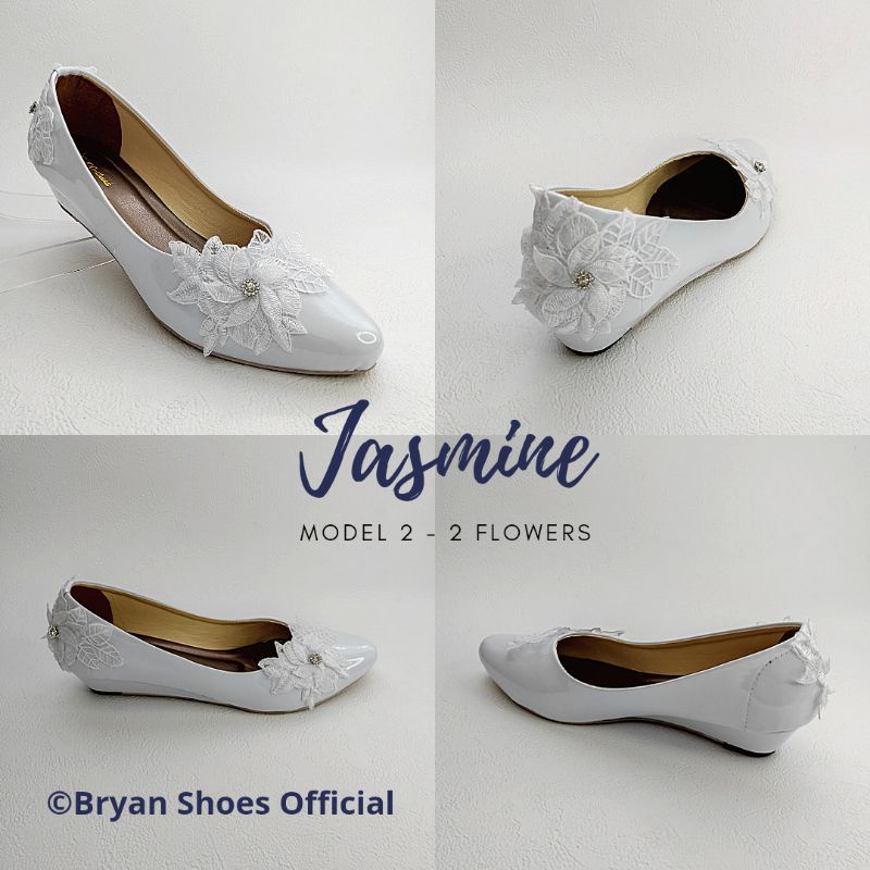 Bryan Jasmine Wedges Pesta Wedding Flower Bunga Lace Brukat Bigsize Jumbo Oversize 36-40 41 42 43