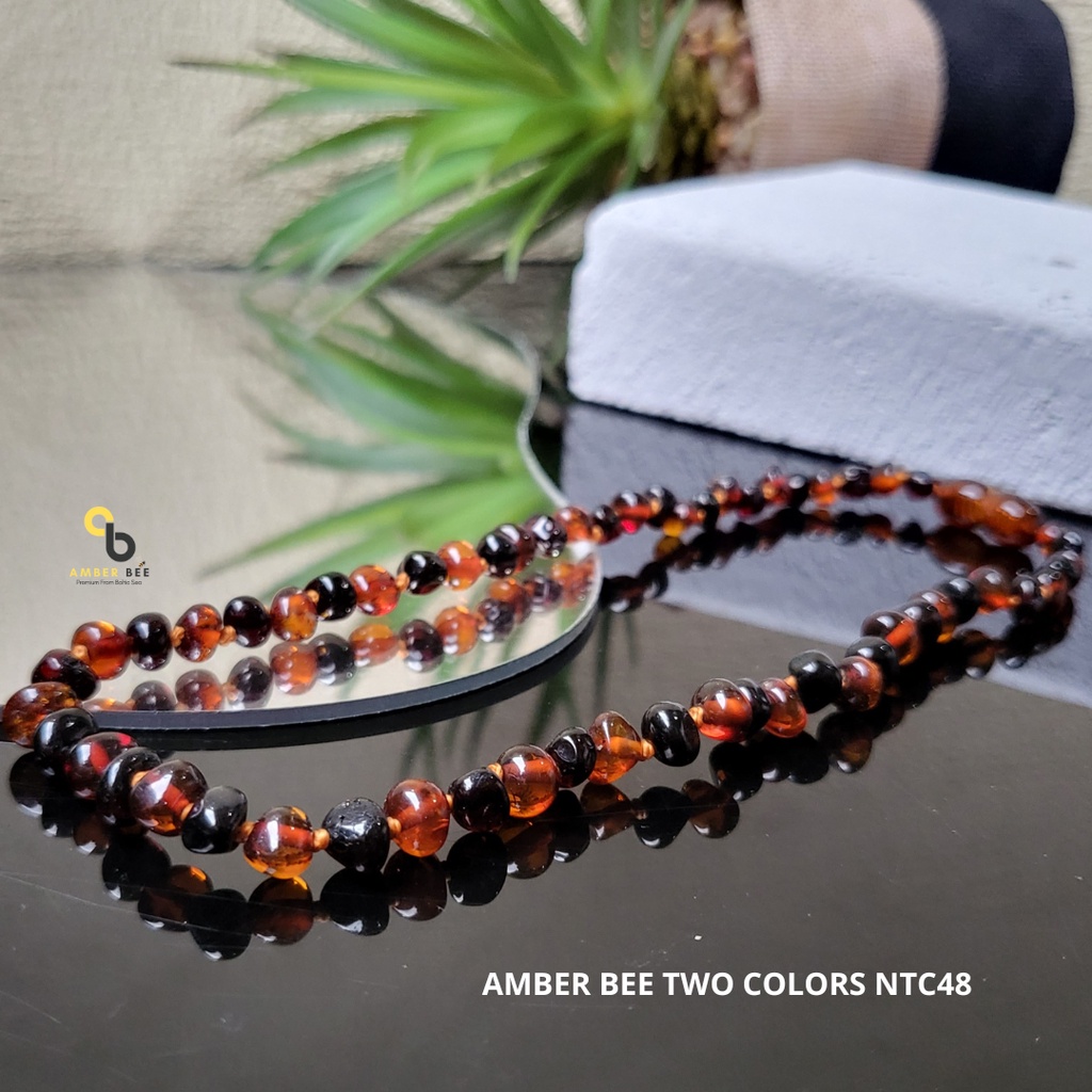 Set Kalung Gelang Amber Baltic Bayi &amp; Anak Mix 2 Glossy Cherry Cognac NBGCC4871 By Amber Bee