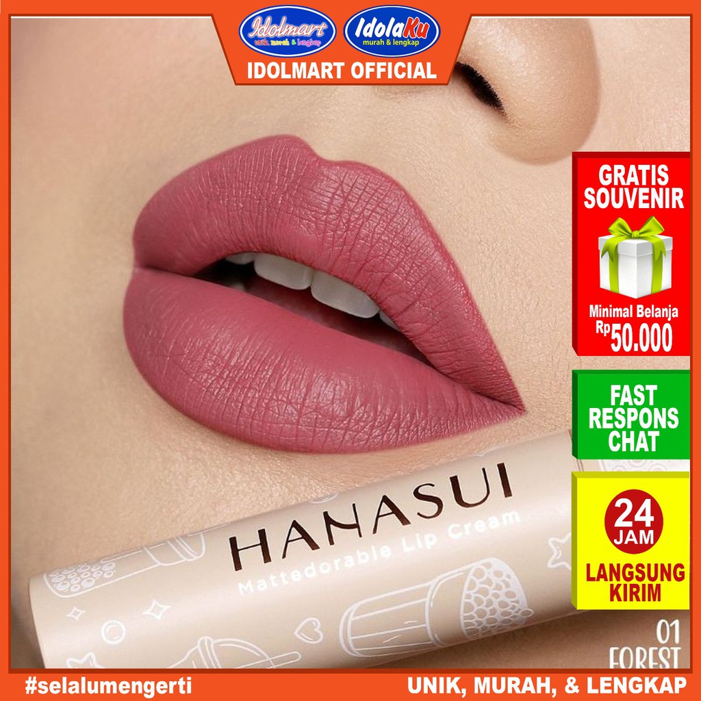 IDOLMART Hanasui Mattedorable Lip Cream Boba Edition Lipcream Boba Hanasui Surabaya