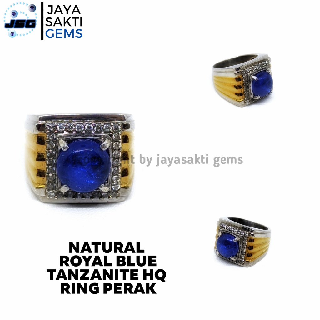 Natural Royal Blue Tanzanite Ring Perak Free Sertifikat